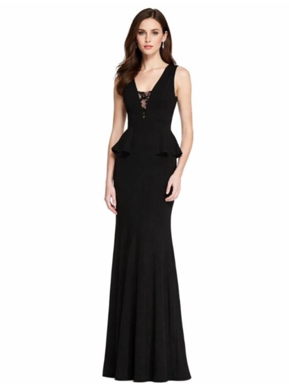 BCBGMaxAzria  Black Silvia Sleeveless Peplum Evening Dress